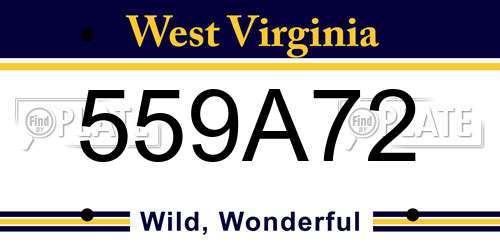 559A72 West Virginia License Plate