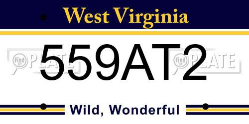 559AT2 West Virginia License Plate