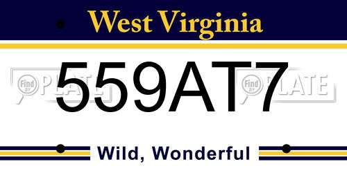 559AT7 West Virginia License Plate