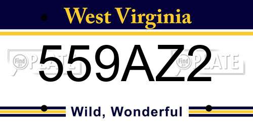 559AZ2 West Virginia License Plate