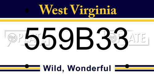 559B33 West Virginia License Plate