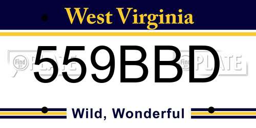 559BBD West Virginia License Plate