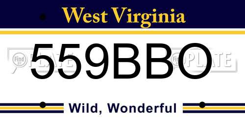 559BBO West Virginia License Plate