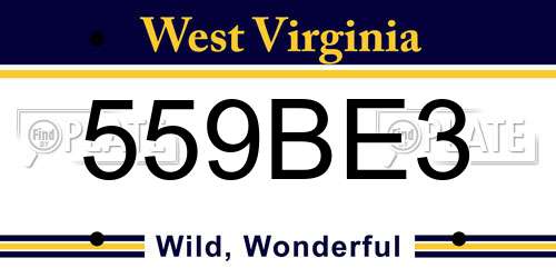 559BE3 West Virginia License Plate