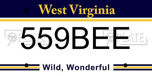 559BEE West Virginia License Plate