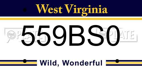 559BS0 West Virginia License Plate
