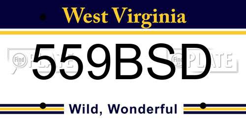 559BSD West Virginia License Plate