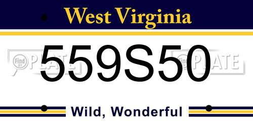 559S50 West Virginia License Plate