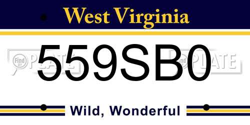 559SB0 West Virginia License Plate