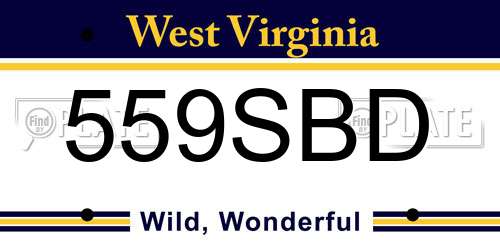 559SBD West Virginia License Plate