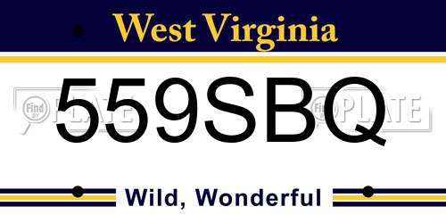 559SBQ West Virginia License Plate