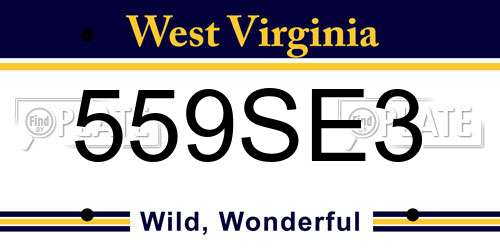 559SE3 West Virginia License Plate