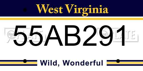 55AB291 West Virginia License Plate