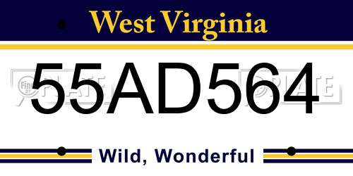 55AD564 West Virginia License Plate