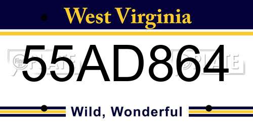 55AD864 West Virginia License Plate
