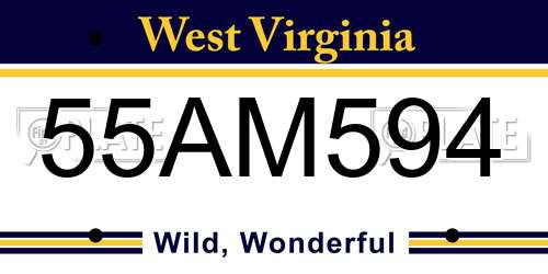 55AM594 West Virginia License Plate