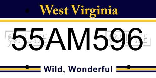 55AM596 West Virginia License Plate
