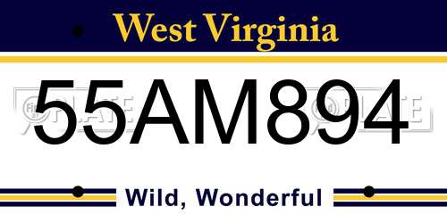 55AM894 West Virginia License Plate