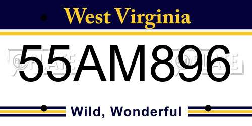 55AM896 West Virginia License Plate