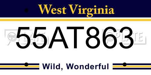 55AT863 West Virginia License Plate