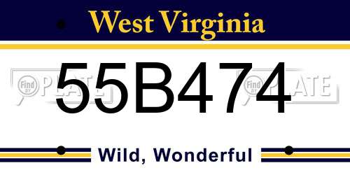 55B474 West Virginia License Plate