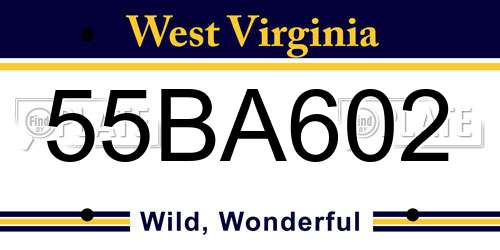 55BA602 West Virginia License Plate