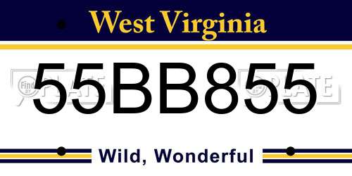 55BB855 West Virginia License Plate
