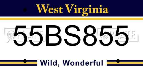 55BS855 West Virginia License Plate