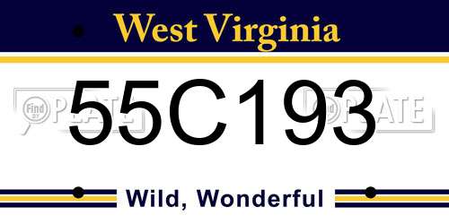 55C193 West Virginia License Plate