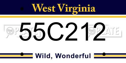 55C212 West Virginia License Plate