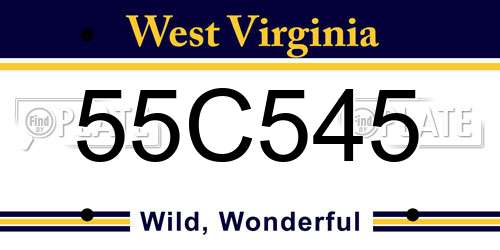 55C545 West Virginia License Plate