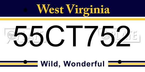 55CT752 West Virginia License Plate