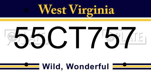 55CT757 West Virginia License Plate