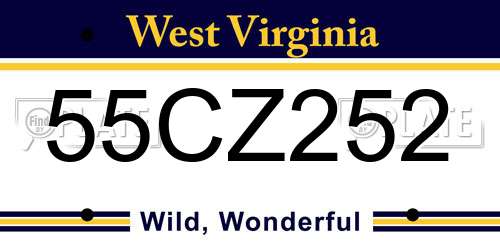55CZ252 West Virginia License Plate
