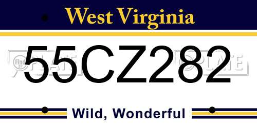 55CZ282 West Virginia License Plate