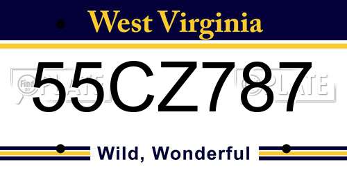 55CZ787 West Virginia License Plate