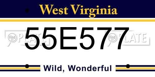 55E577 West Virginia License Plate