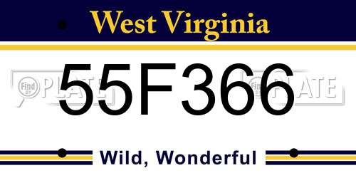 55F366 West Virginia License Plate
