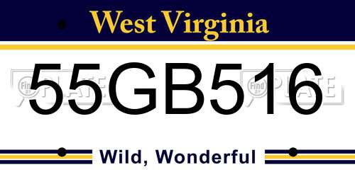55GB516 West Virginia License Plate