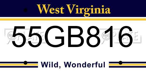 55GB816 West Virginia License Plate