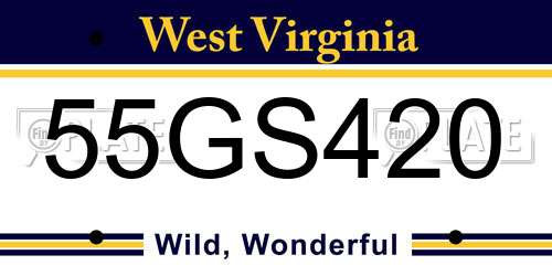 55GS420 West Virginia License Plate