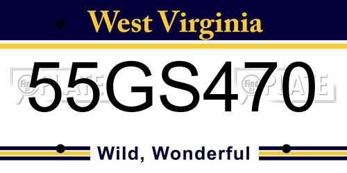 55GS470 West Virginia License Plate