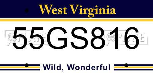 55GS816 West Virginia License Plate