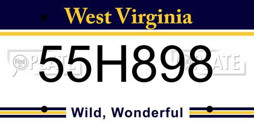 55H898 West Virginia License Plate