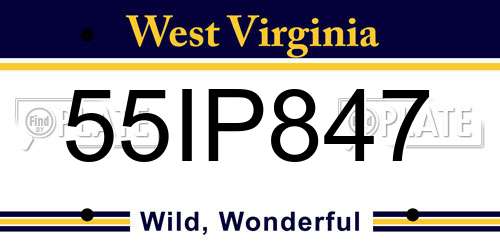 55IP847 West Virginia License Plate