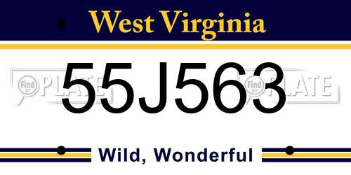 55J563 West Virginia License Plate