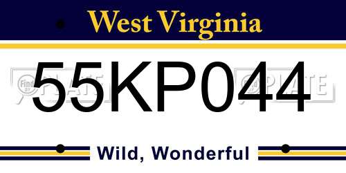 55KP044 West Virginia License Plate