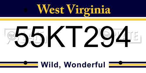 55KT294 West Virginia License Plate