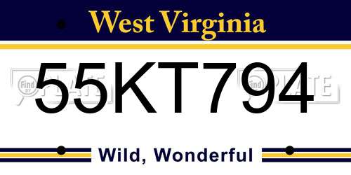 55KT794 West Virginia License Plate