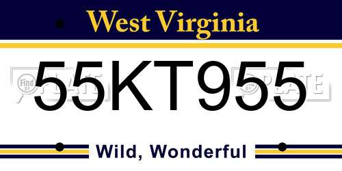 55KT955 West Virginia License Plate
